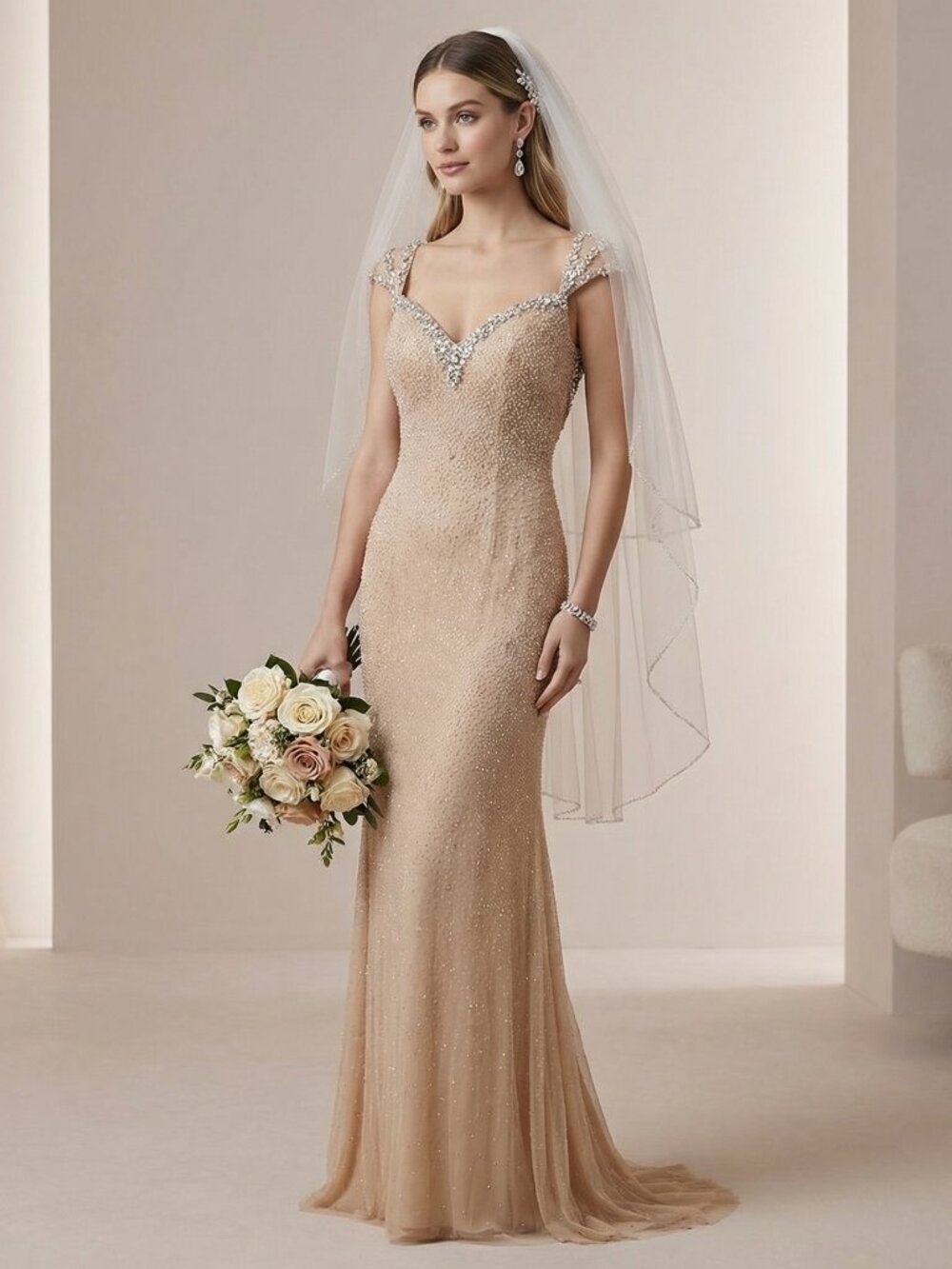 Exquisite Luxurious Party Prom Wedding Evening Cocktail Beaded Runway Gown Dress